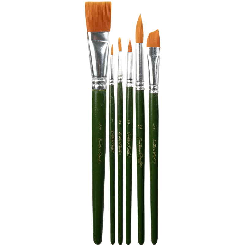 Rosy Brown Eraldo Di Paolo Gold Synthetic Acrylic Brush Set 6 Pack Brushes