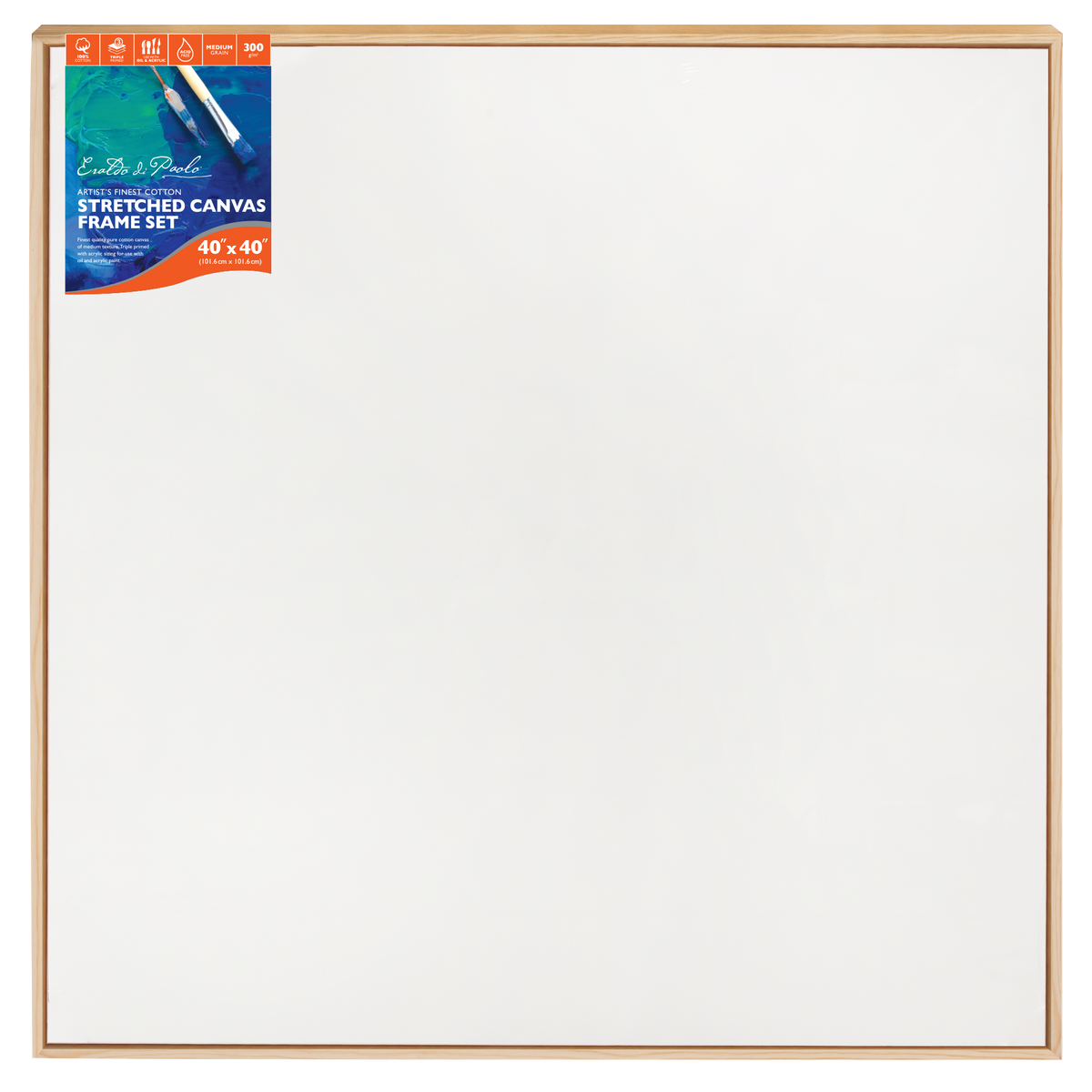 White Smoke 40 x 40 inches Eraldo di Paolo Stretched Canvas with Wood Frame Gallery Wrapped Stretched Canvas With Wooden Frame