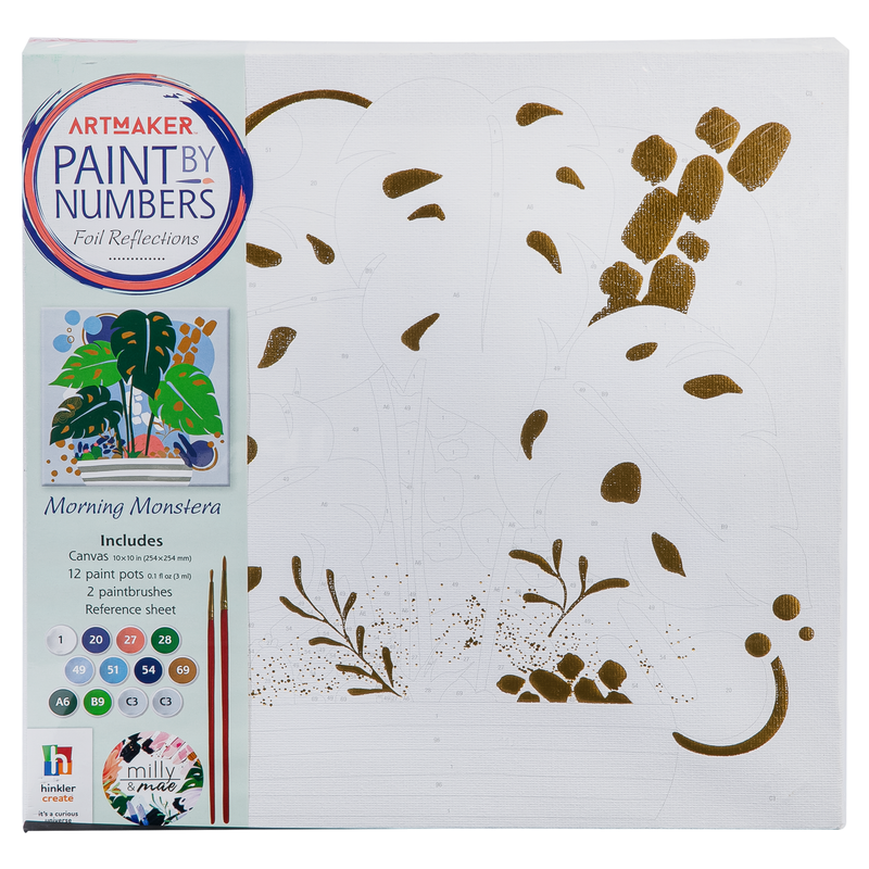 Light Gray Paint by Numbers Canvas - Morning Monstera Kids Activities