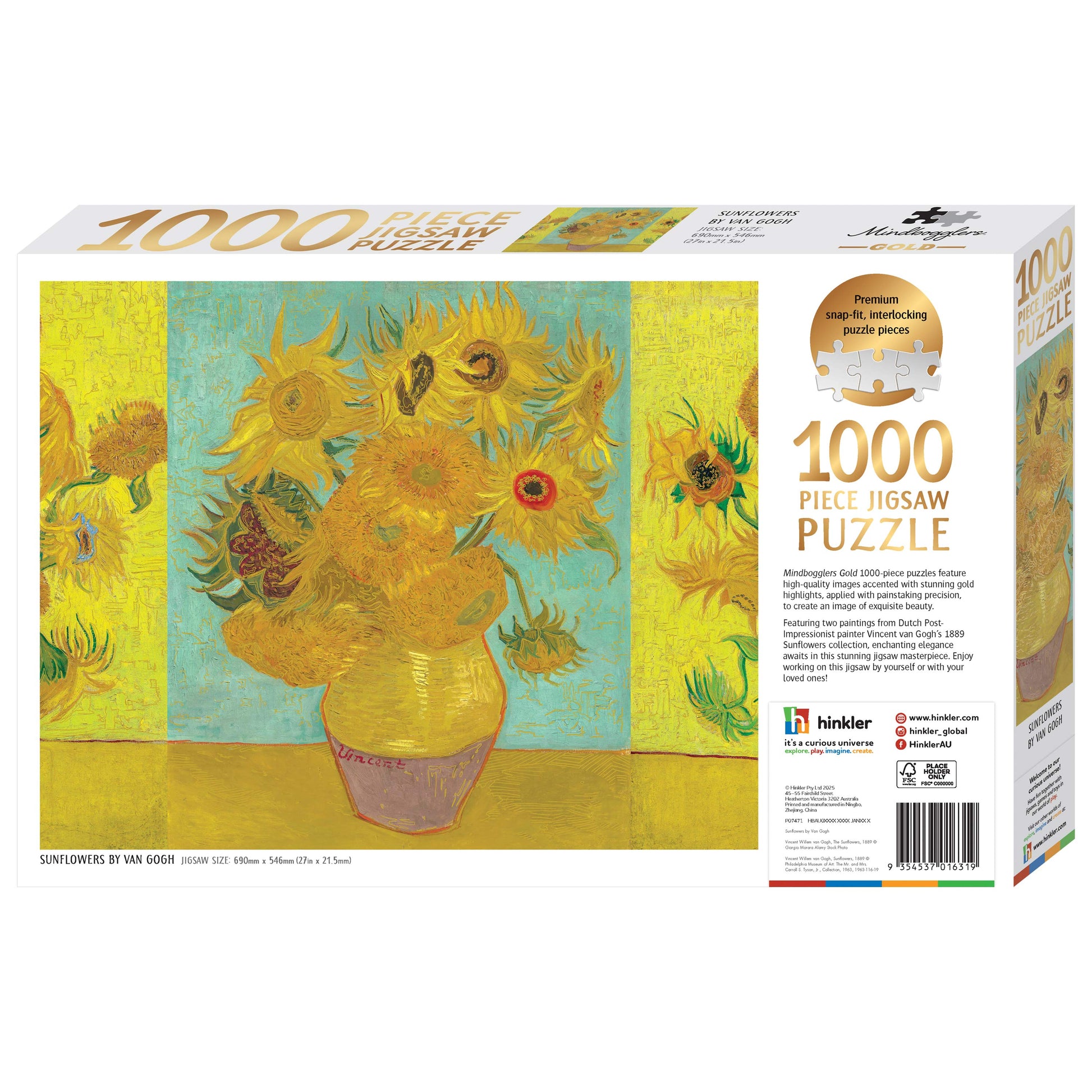 White Smoke Artist Series 1000 Piece Jigsaw Puzzle - Sunflowers by Van Gogh Puzzles