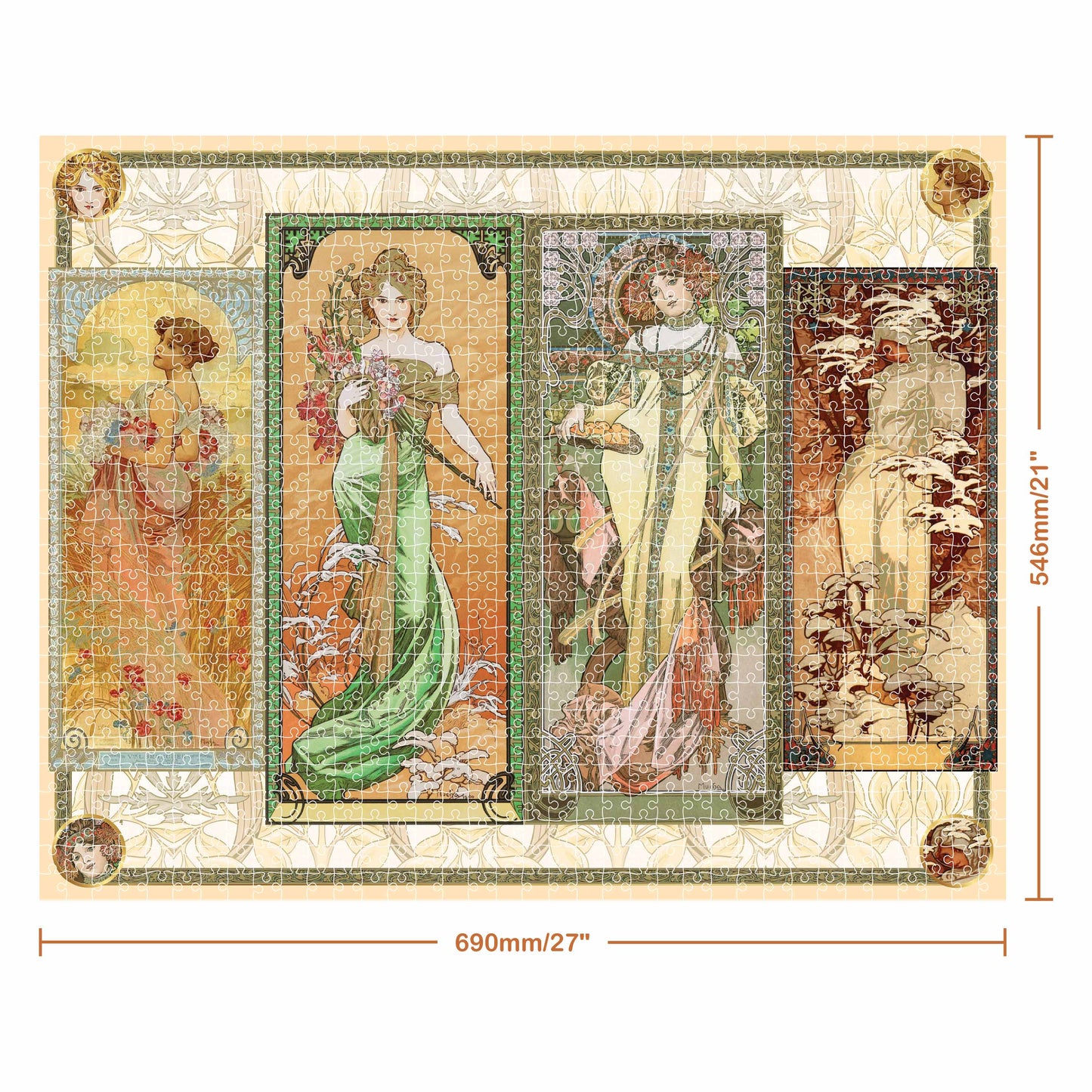 Seashell Artist Series 1000 Piece Jigsaw Puzzle - The Seasons by Alphonse Mucha Puzzles
