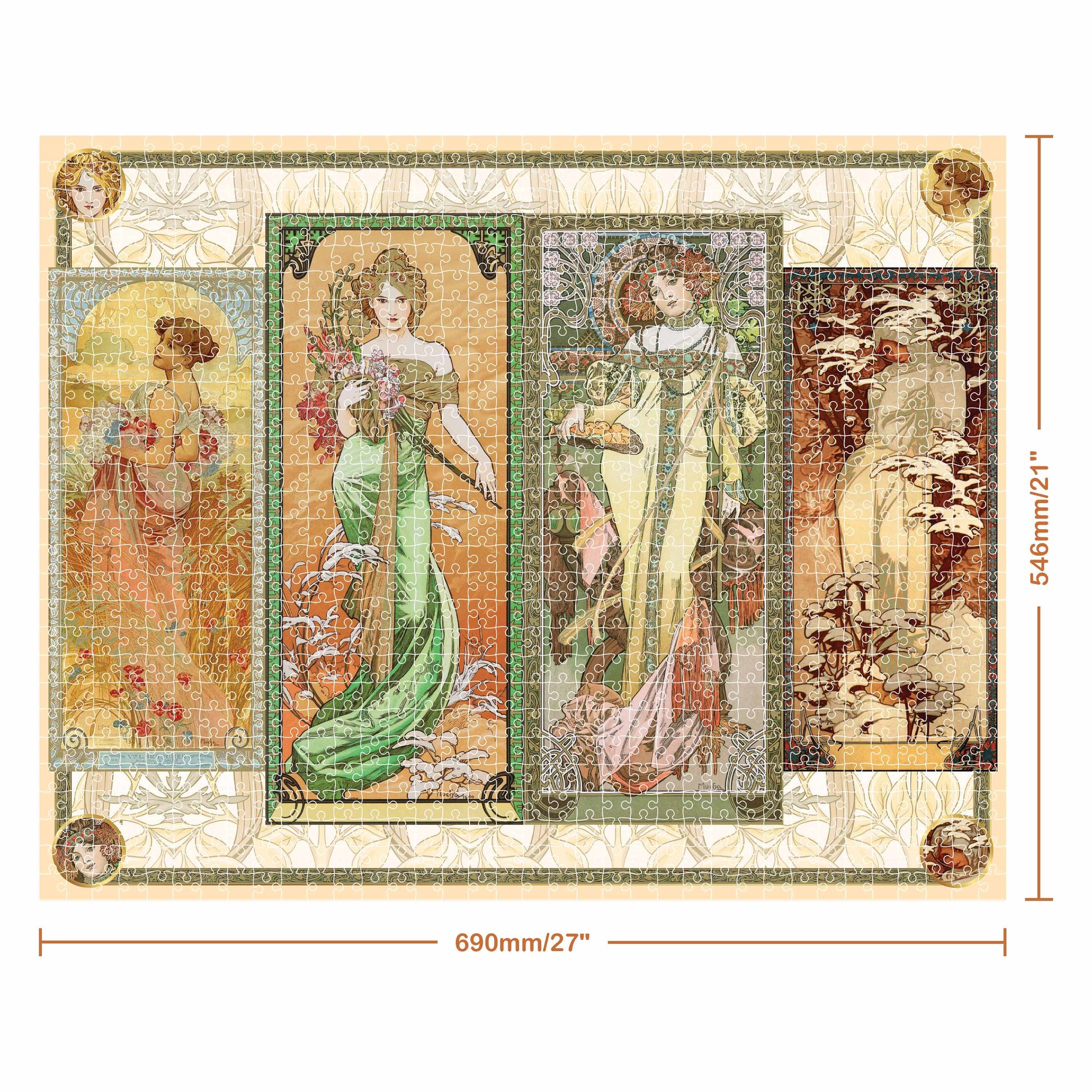 Seashell Artist Series 1000 Piece Jigsaw Puzzle - The Seasons by Alphonse Mucha Puzzles