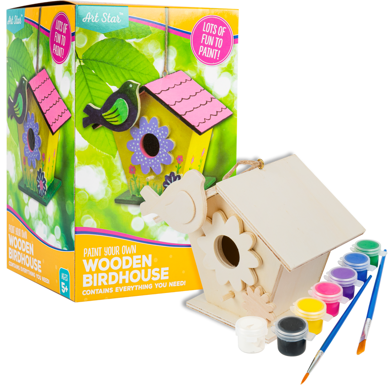 Light Gray Art Star Paint Your Own Wooden Birdhouse Kids Craft Kits