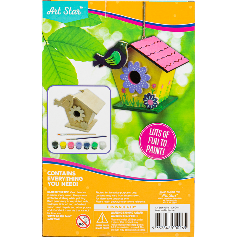 Sea Green Art Star Paint Your Own Wooden Birdhouse Kids Craft Kits