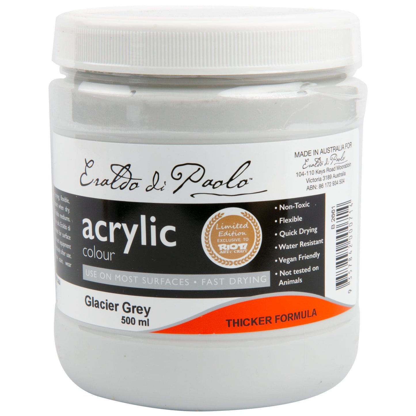 Light Gray Eraldo di Paolo Acrylic Paint, Glacier Grey, 500ml Acrylic Paints