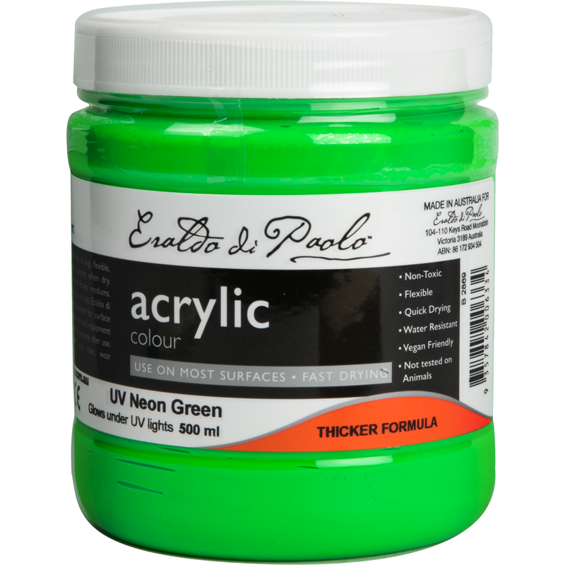Lime Green Eraldo di Paolo UV Glow (Neon) Acrylic Paint 500ml Green Acrylic Paints