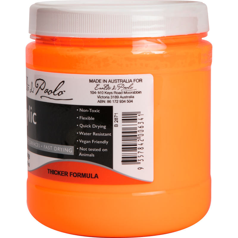 Coral Eraldo UV Glow (Neon) Acrylic Paint 500ml Orange Acrylic Paints