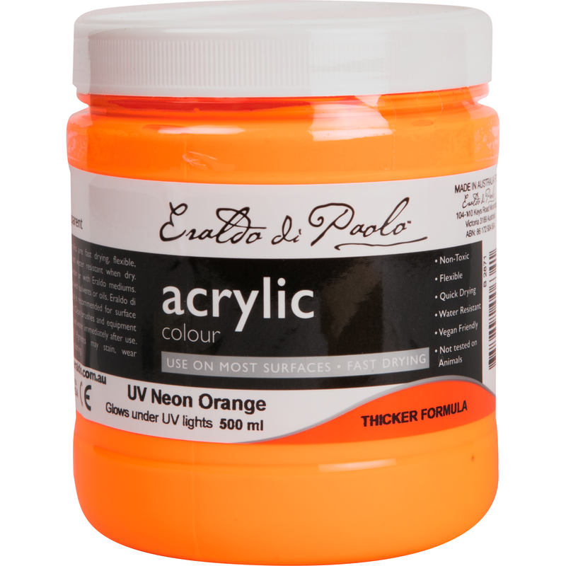 Dark Slate Gray Eraldo UV Glow (Neon) Acrylic Paint 500ml Orange Acrylic Paints