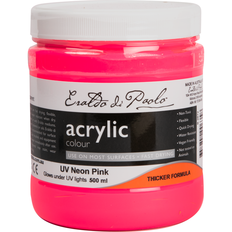 Dark Slate Gray Eraldo UV Glow (Neon) Acrylic Paint 500ml Pink Acrylic Paints
