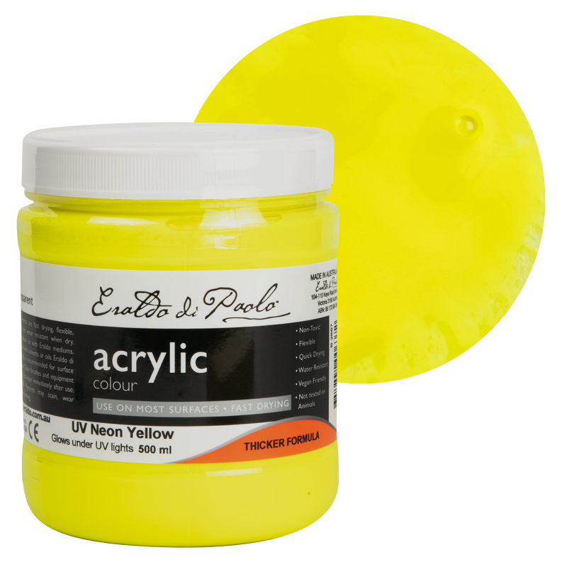 Dark Slate Gray Eraldo UV Glow (Neon) Acrylic Paint 500ml Yellow Acrylic Paints
