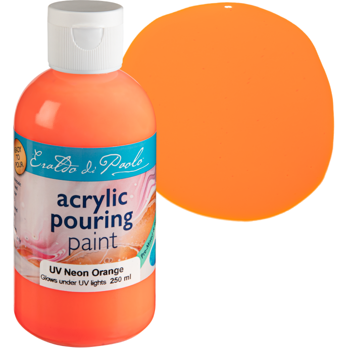 Coral Eraldo UV Glow (Neon) Pouring Paint 250ml Orange Acrylic Paints