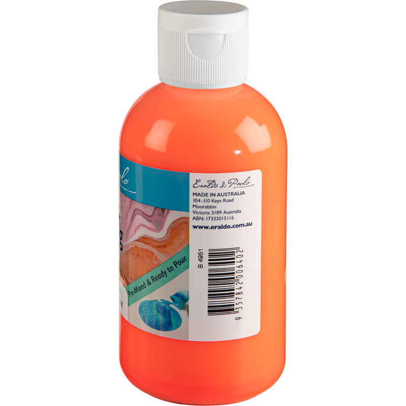 Coral Eraldo UV Glow (Neon) Pouring Paint 250ml Orange Acrylic Paints