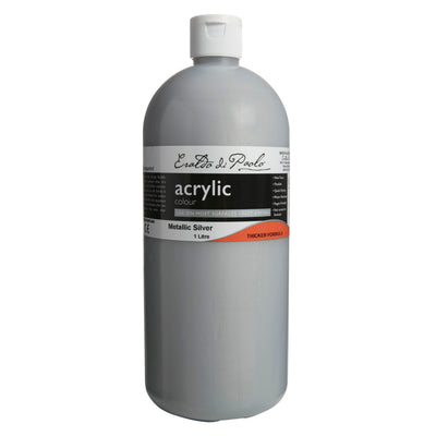 White Smoke Eraldo di Paolo Acrylic Paint, Metallic Silver, 1L Acrylic Paints
