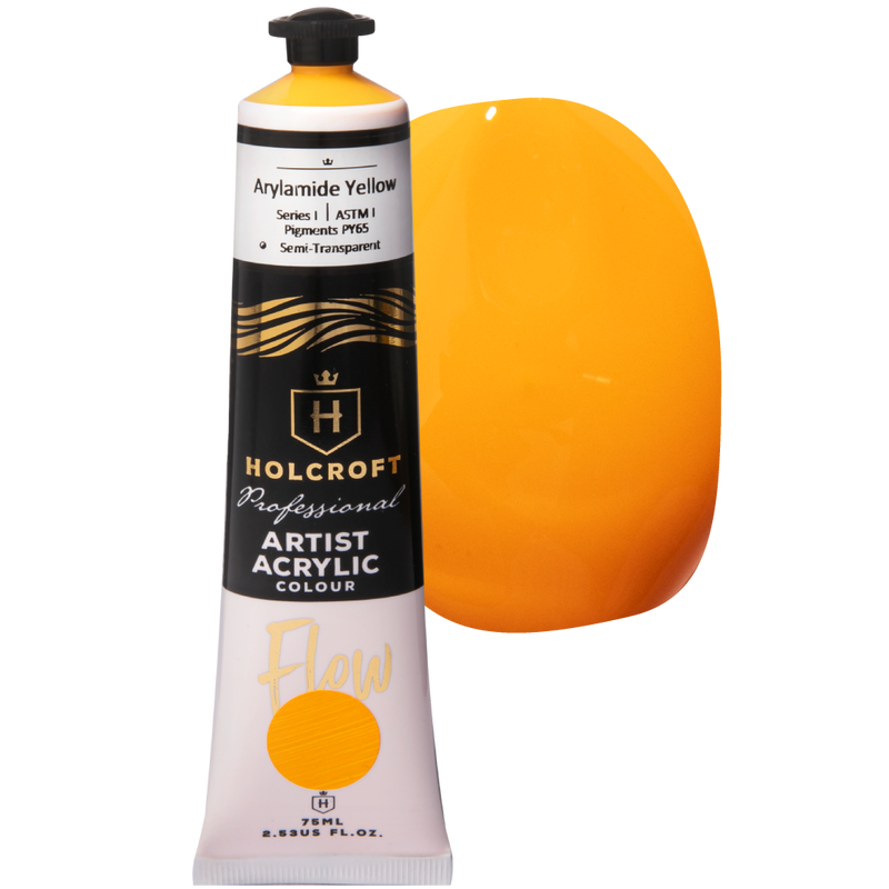 Light Gray Holcroft Professional Acrylic Flow Paint 75ml Arylamide Yellow Series 1 Acrylic Paints