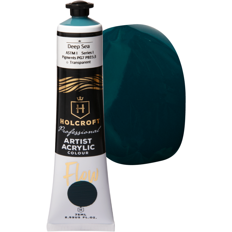 Black Holcroft Professional Acrylic Flow Paint 75ml Deep Sea Series 1 Acrylic Paints