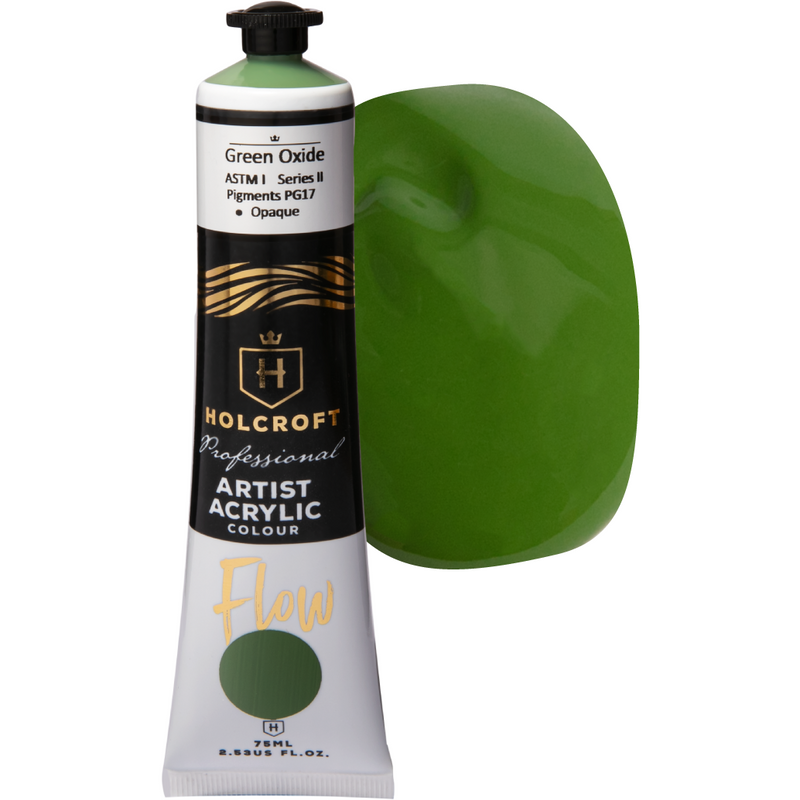 Dark Olive Green Holcroft Professional Acrylic Flow Paint 75ml Green Oxide Series 2 Acrylic Paints