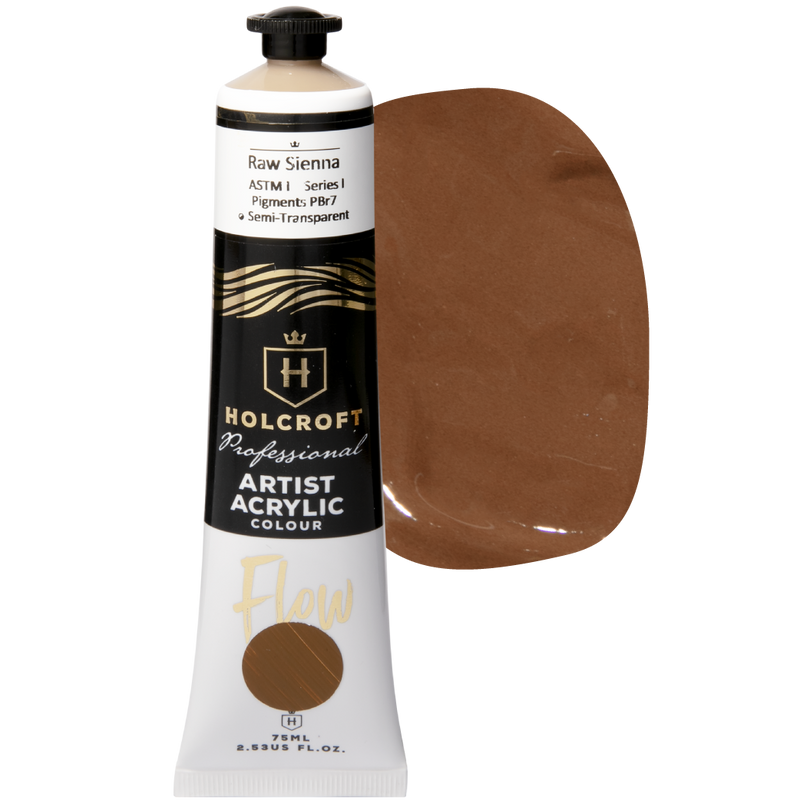 Saddle Brown Holcroft Professional Acrylic Flow Paint 75ml Raw Sienna Series 1 Acrylic Paints