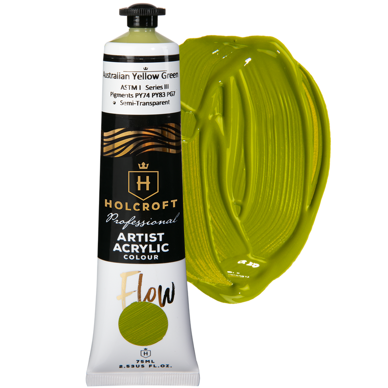 Olive Drab Holcroft Professional Acrylic Flow Paint 75ml Australian Yellow Green Series 3 Acrylic Paints