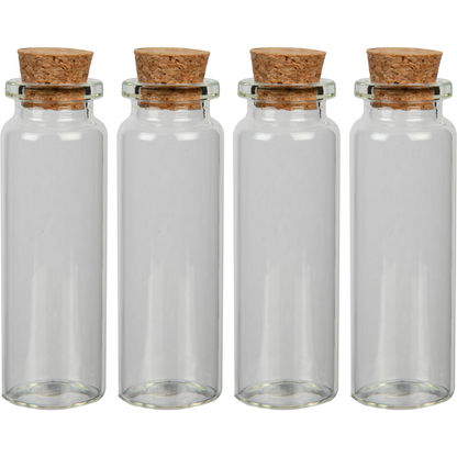 Gray Urban Crafter Glass Bottle with Cork Stopper 22x65mm (4 Pieces) Craft Storage