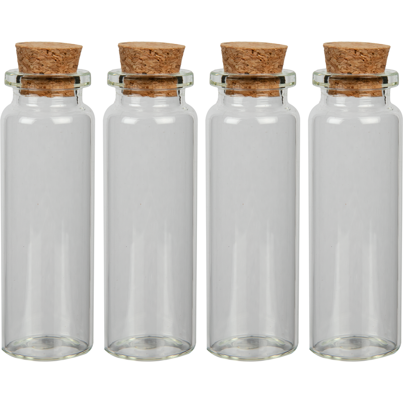 Gray Urban Crafter Glass Bottle with Cork Stopper 22x65mm (4 Pieces) Craft Storage