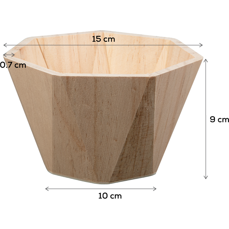 Dim Gray Urban Crafter Geometric Shaped Pine and Plywood Decorative Bowl 15 x 15 x 10cm Woodcraft