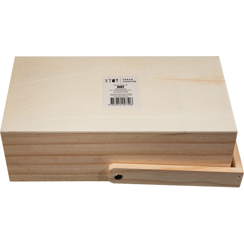Light Gray Urban Crafter Plywood Storage Box with Moveable Handle 25 x 13 x 20cm Woodcraft