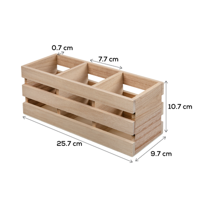 Rosy Brown Urban Crafter Plywood Storage Crate with Three Compartments 25.7 x 9.7 x 10.8cm Boxes