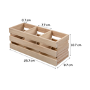 Rosy Brown Urban Crafter Plywood Storage Crate with Three Compartments 25.7 x 9.7 x 10.8cm Boxes
