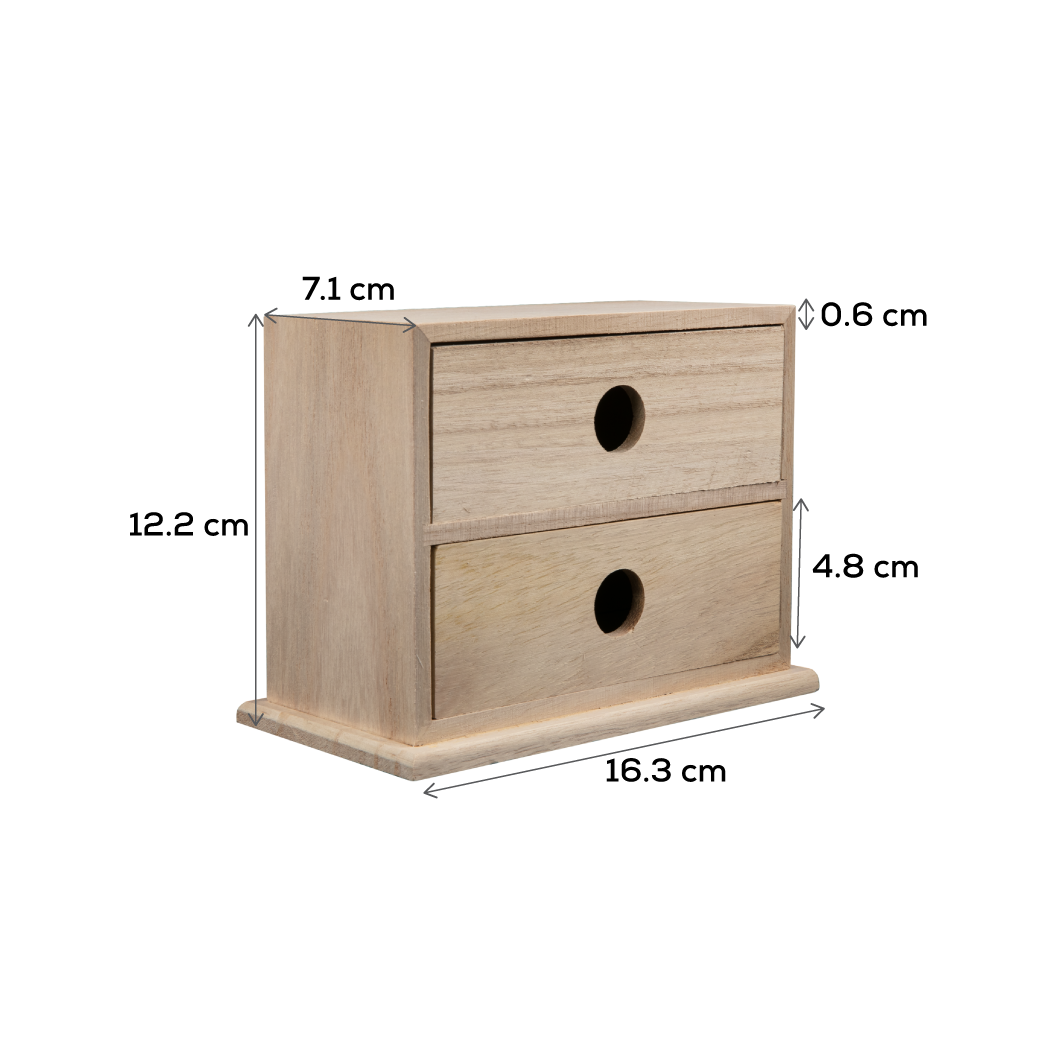Rosy Brown Urban Crafter Paulowina Two Drawer Storage Box 15 x 9.5 x 10cm Boxes