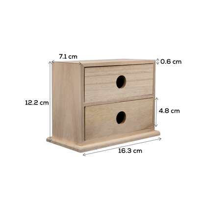 Rosy Brown Urban Crafter Paulowina Two Drawer Storage Box 15 x 9.5 x 10cm Boxes