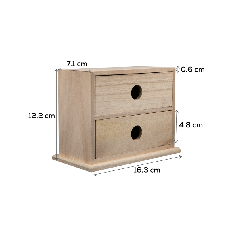 Rosy Brown Urban Crafter Paulowina Two Drawer Storage Box 15 x 9.5 x 10cm Woodcraft