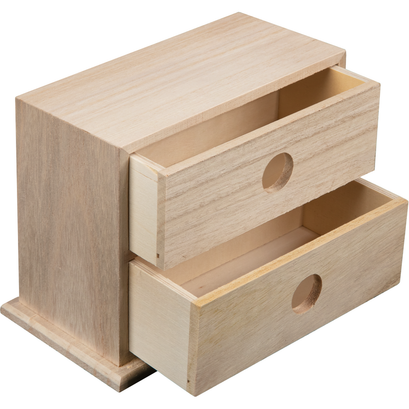 Tan Urban Crafter Paulowina Two Drawer Storage Box 15 x 9.5 x 10cm Woodcraft