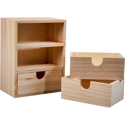 Rosy Brown Urban Crafter Plywood and Pine Three Drawer Storage Box 11 x 17 x 14.5cm Boxes