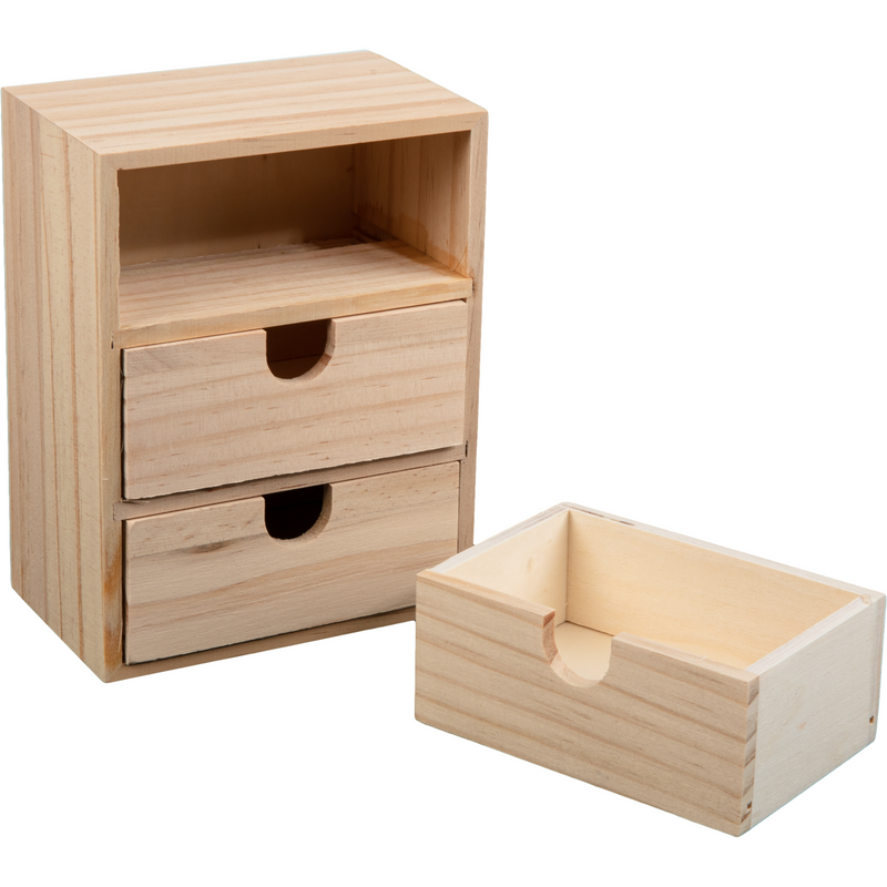 Tan Urban Crafter Plywood and Pine Three Drawer Storage Box 11 x 17 x 14.5cm Boxes