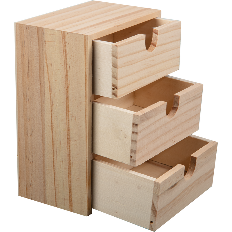Tan Urban Crafter Plywood and Pine Three Drawer Storage Box 11 x 17 x 14.5cm Woodcraft