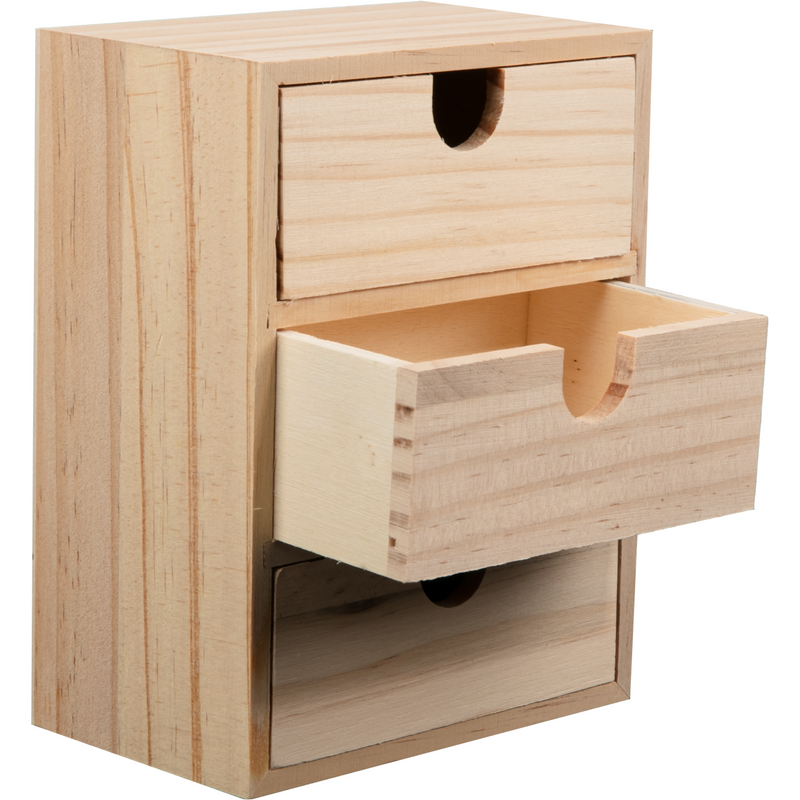 Tan Urban Crafter Plywood and Pine Three Drawer Storage Box 11 x 17 x 14.5cm Boxes
