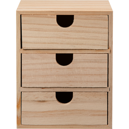 Tan Urban Crafter Plywood and Pine Three Drawer Storage Box 11 x 17 x 14.5cm Boxes