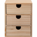 Tan Urban Crafter Plywood and Pine Three Drawer Storage Box 11 x 17 x 14.5cm Boxes