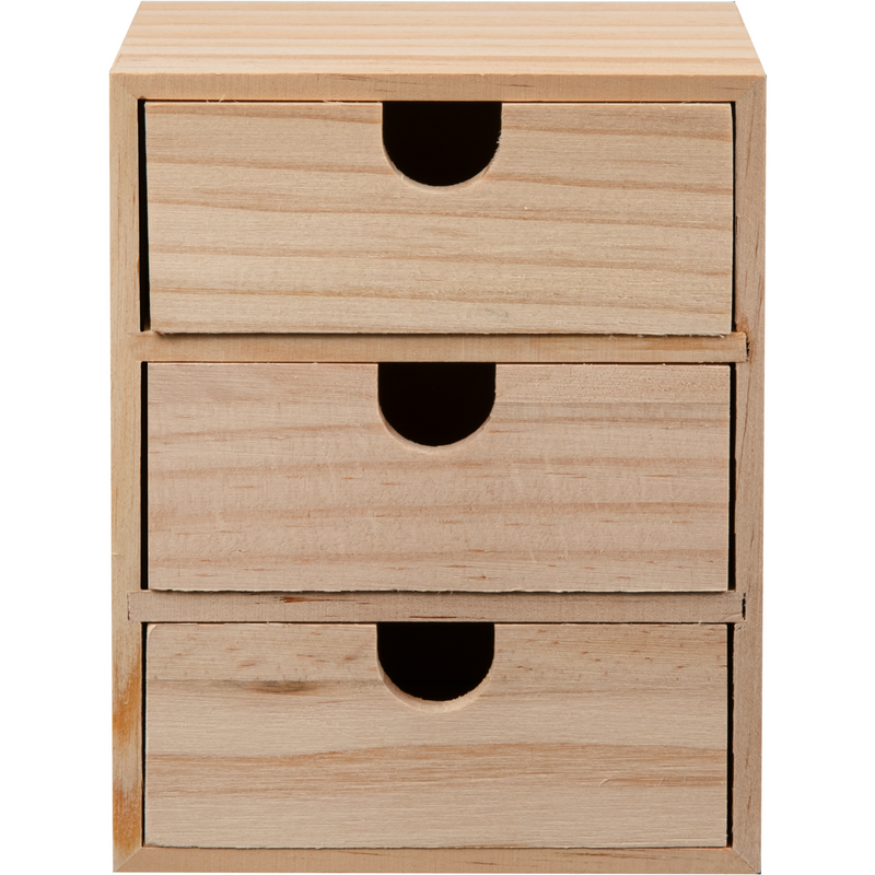 Tan Urban Crafter Plywood and Pine Three Drawer Storage Box 11 x 17 x 14.5cm Woodcraft