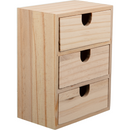 Tan Urban Crafter Plywood and Pine Three Drawer Storage Box 11 x 17 x 14.5cm Boxes