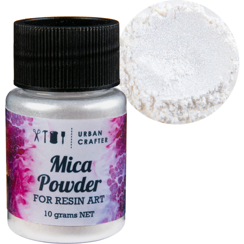 Light Gray Urban Crafter Resin Mica Powder-White Satin 10g Resin Dyes Pigments and Colours