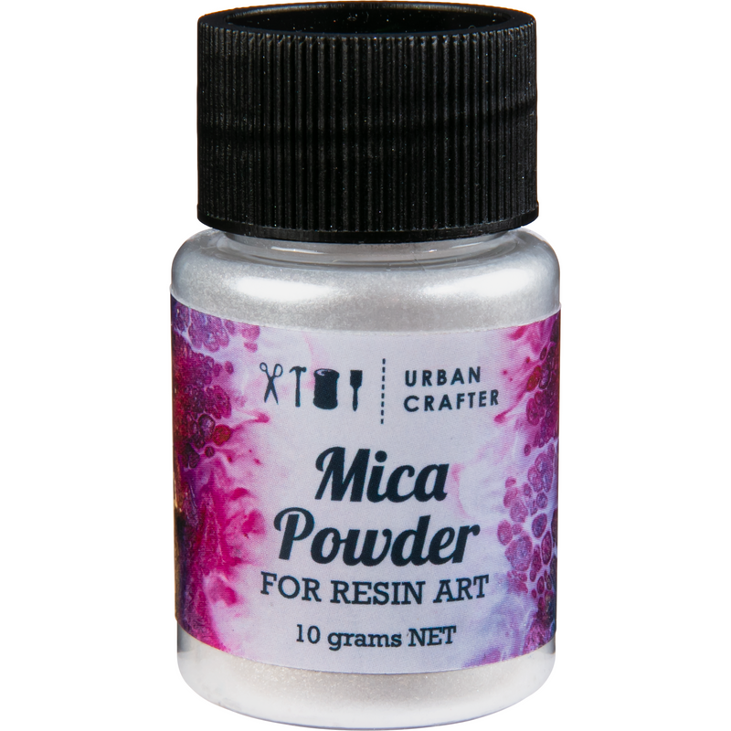 Black Urban Crafter Resin Mica Powder-White Satin 10g Resin Craft