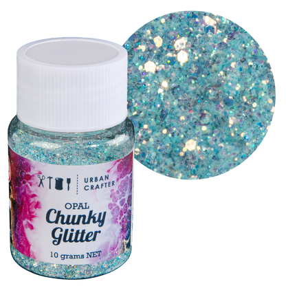 Dark Gray Urban Crafter Mixology Opal Chunky Glitter-Sky Blue Opal 10g Resin Craft