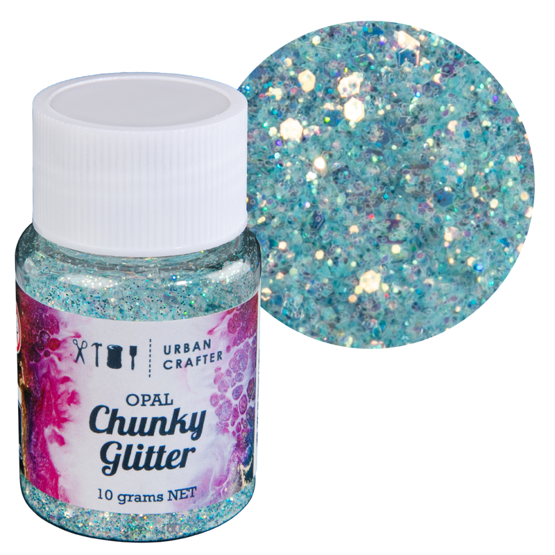 Dark Gray Urban Crafter Mixology Opal Chunky Glitter-Sky Blue Opal 10g Resin Craft