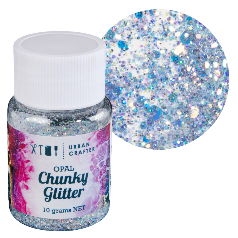 Light Gray Urban Crafter Mixology Opal Chunky Glitter-Blue Opal 10g Resin Craft