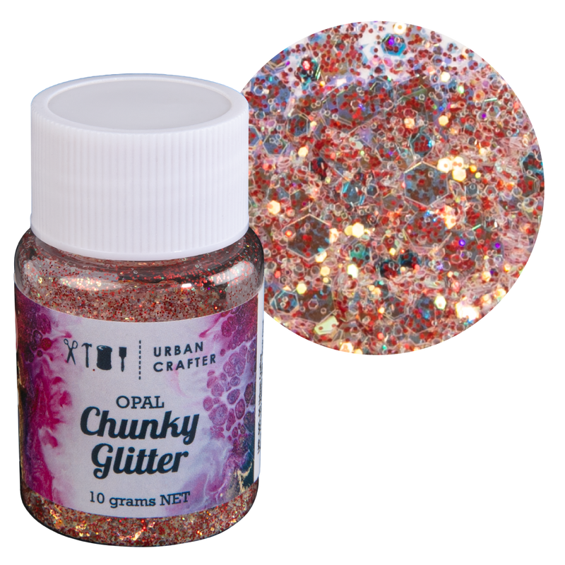 Rosy Brown Urban Crafter Mixology Opal Chunky Glitter-Pink Opal 10g Resin Craft