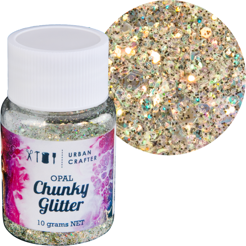 Light Gray Urban Crafter Mixology Opal Chunky Glitter-Gold Opal 10g Resin Craft