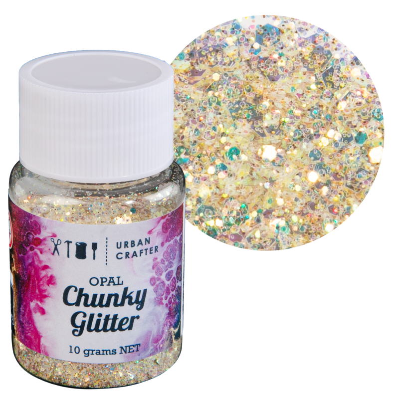 Gray Urban Crafter Mixology Opal Chunky Glitter-Green Opal 10g Resin Craft