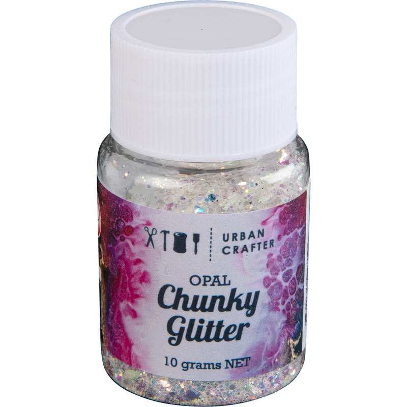 Gray Urban Crafter Mixology Opal Chunky Glitter-Silver Opal 10g Resin Craft