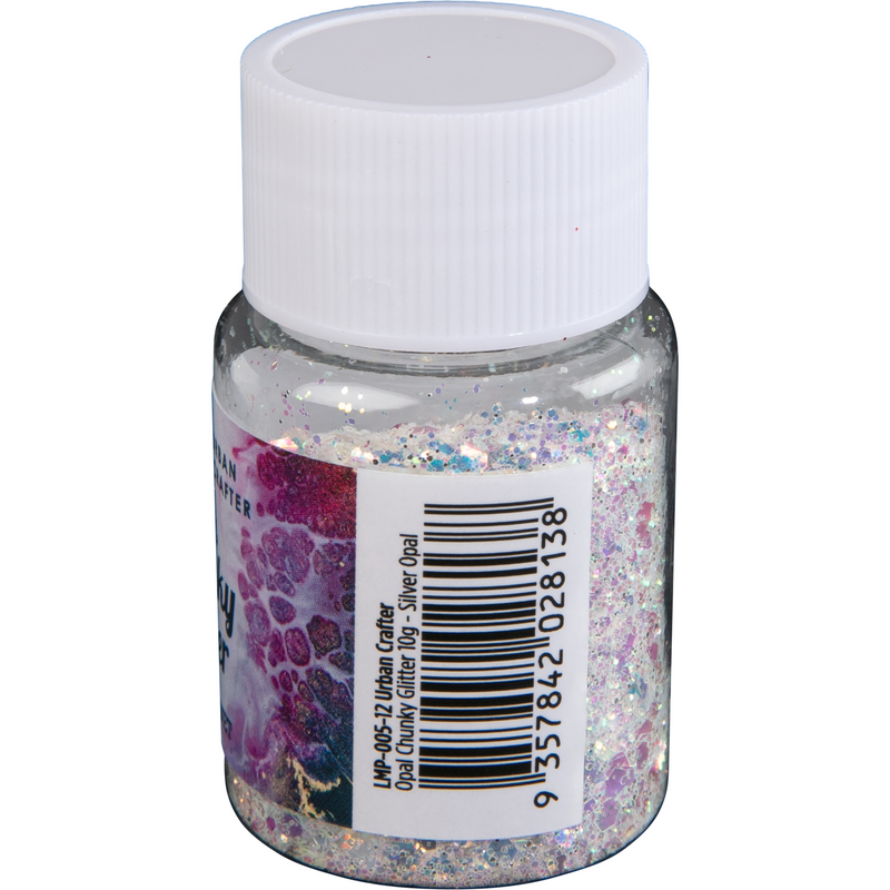 Light Gray Urban Crafter Mixology Opal Chunky Glitter-Silver Opal 10g Resin Craft